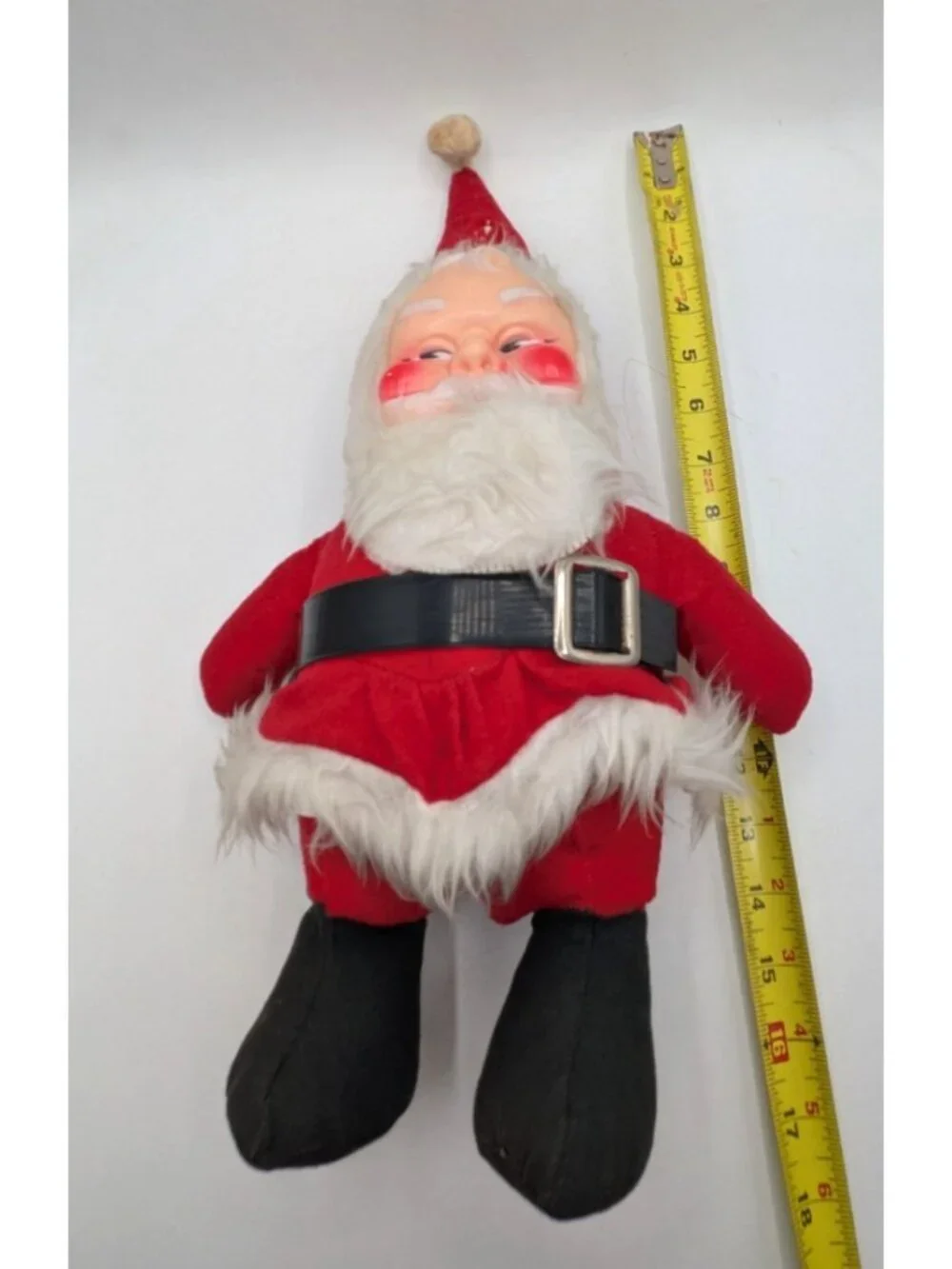 Vintage Plush Santa Rubber Mask Face Rushton Type Christmas Red White Black 17
